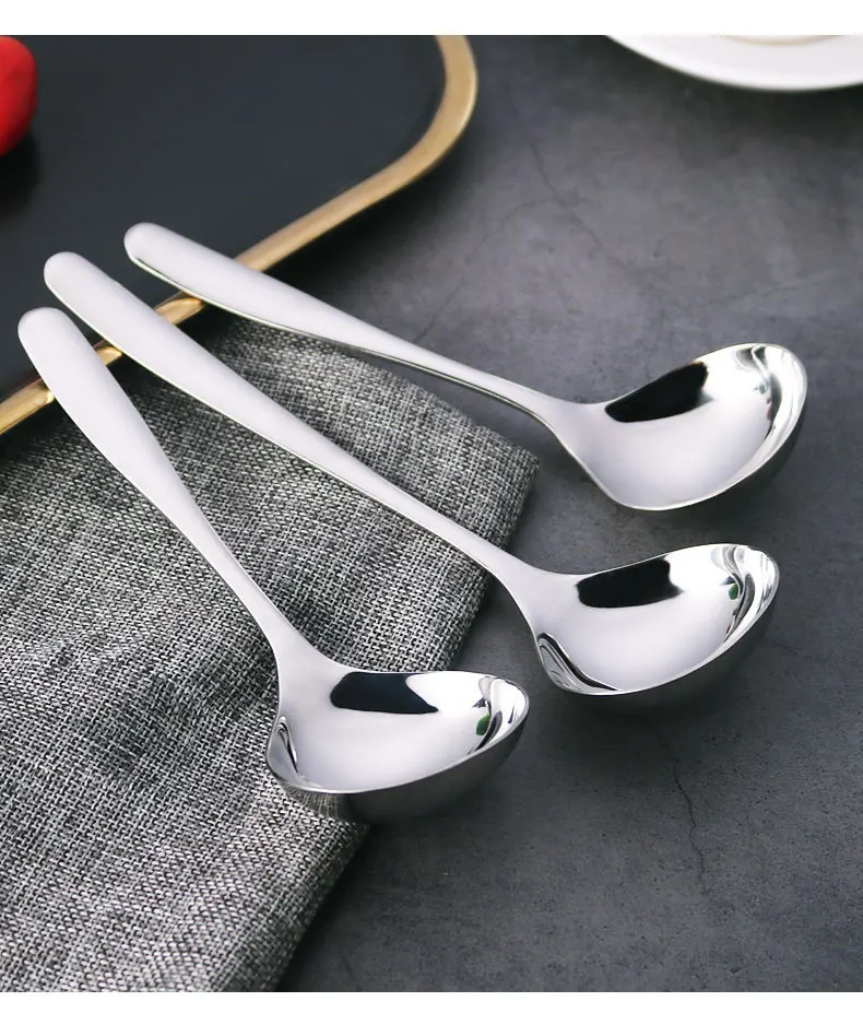 Korean Stainless Steel Thickening Spoon Creative Long Handle Hotel Hot Pot Spoon Soup Ladle Home Kitchen Essential Tools