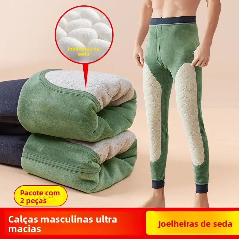 thickened-fleece-lined-high-waist-belted-warm-cotton-trousers-men's-winter-tight-fit-large-size-health-protection-pants