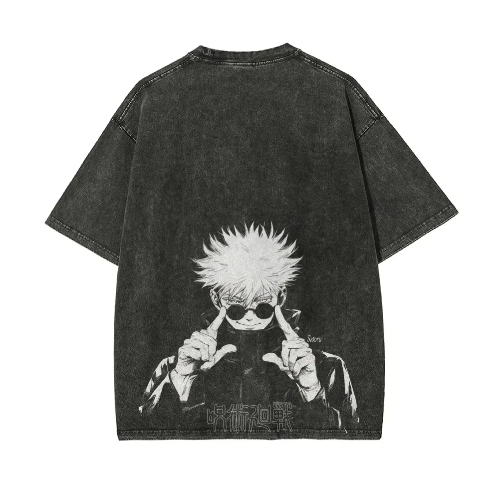 

Anime Jujutsu Kaisen Gojo Satoru Harajuku Vintage Washed T-Shirt Cotton Men Streetwear Oversized Women Short Sleeve Unisex Y2k