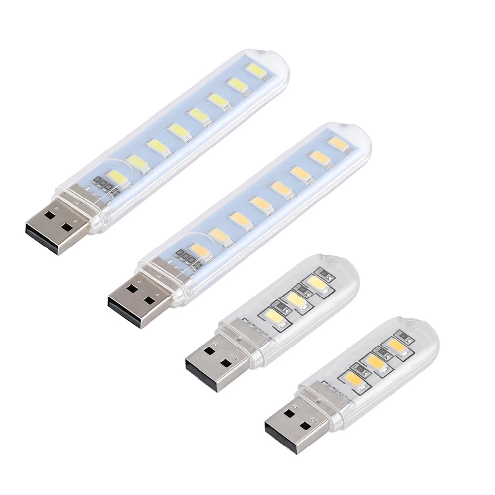 USB LED Book Lights 3LEDs 8LEDs SMD 5630 5730 LED Bulb 5V Power Input White 5000-6500K Warm White 3000-3500K USB Night light