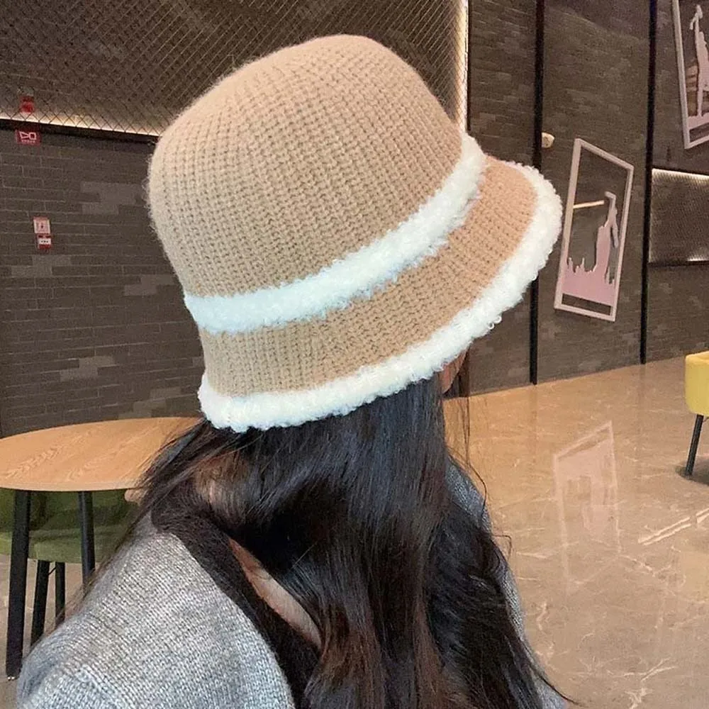 

Temperament Knitted Bucket Hat Hollow Out Breathable Sunshade Basin Cap Anti-UV French Style Woven Fisherman Hat Vacation