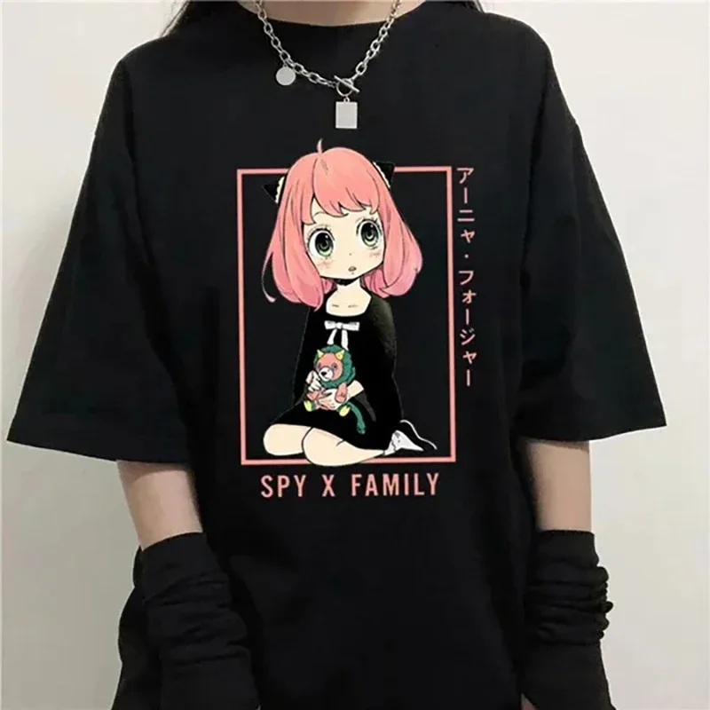 New Anya Forger Graphic Print T-shirt Women Fashion Round Neck Loose Tee Shirt Streetwear Casual Anime Harajuku T-Shist