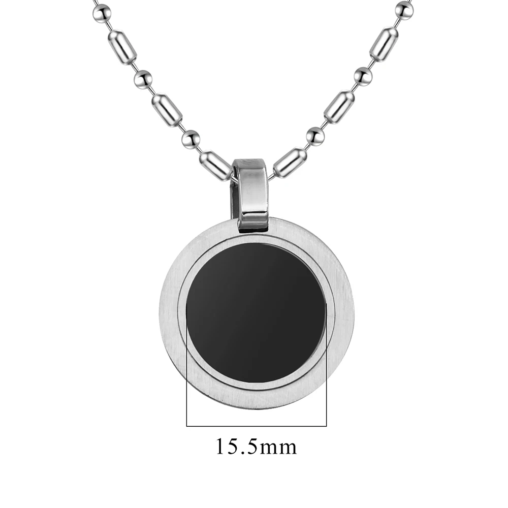 Runde Edelstahl-Halskette für Damen, modischer vulkanischer Stein, Negativ-Ionen-Anhänger, EMP-Schutz mit Schmuckschatulle, Geschenke für die Gesundheit – Detail 3