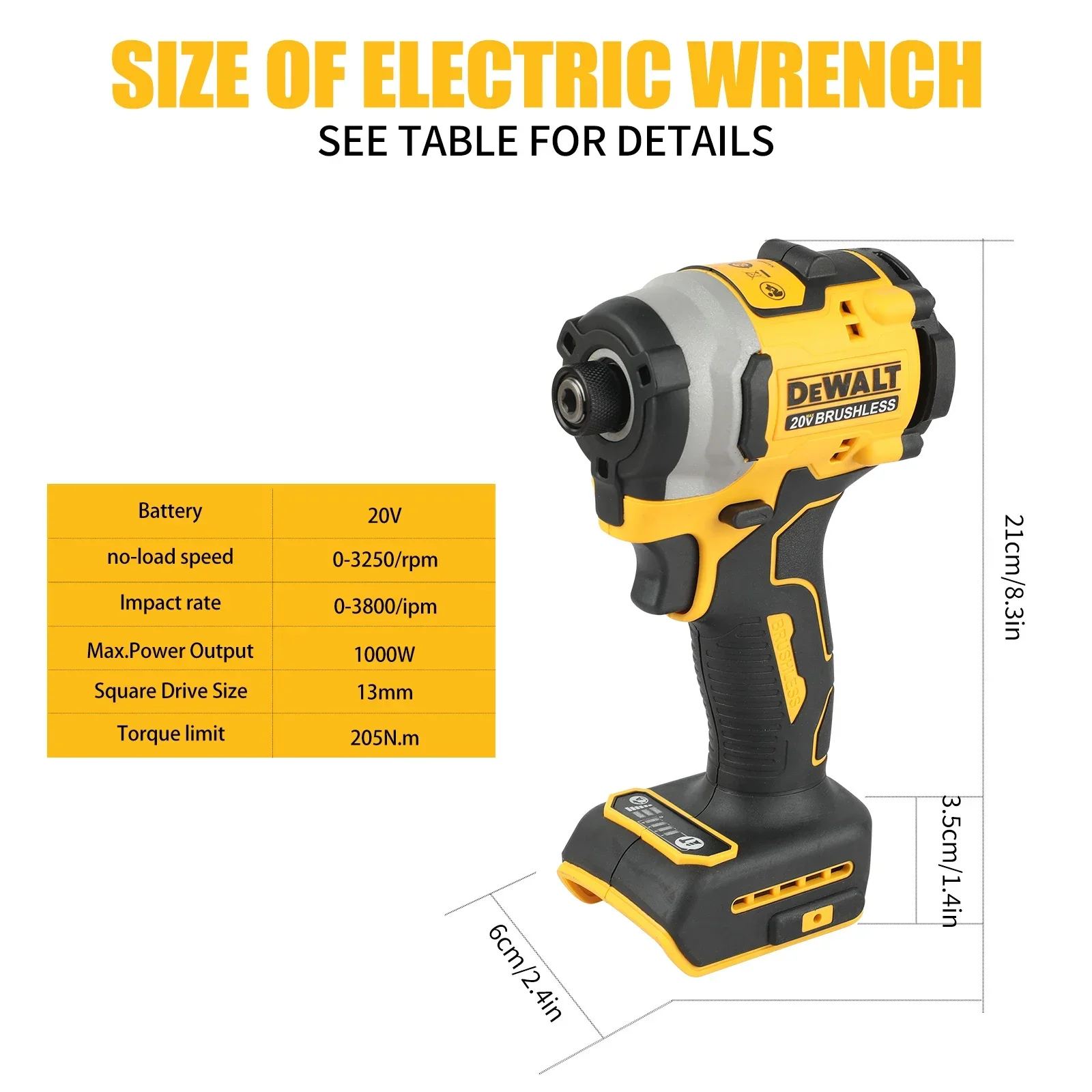 DEWALT DCF850 20V Impact Drill Brushless Motor 205Nm Variable Speed Electric Screwdriver Woodworking Driver Bare Tool power tool