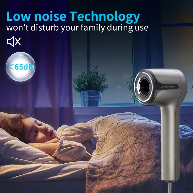 Elektrischer Hochgeschwindigkeits-Haartrockner mit 1100 U/min, professioneller blattloser Negativ-Ionen-Haartrockner, geeignet für den Heim- und Salongebrauch