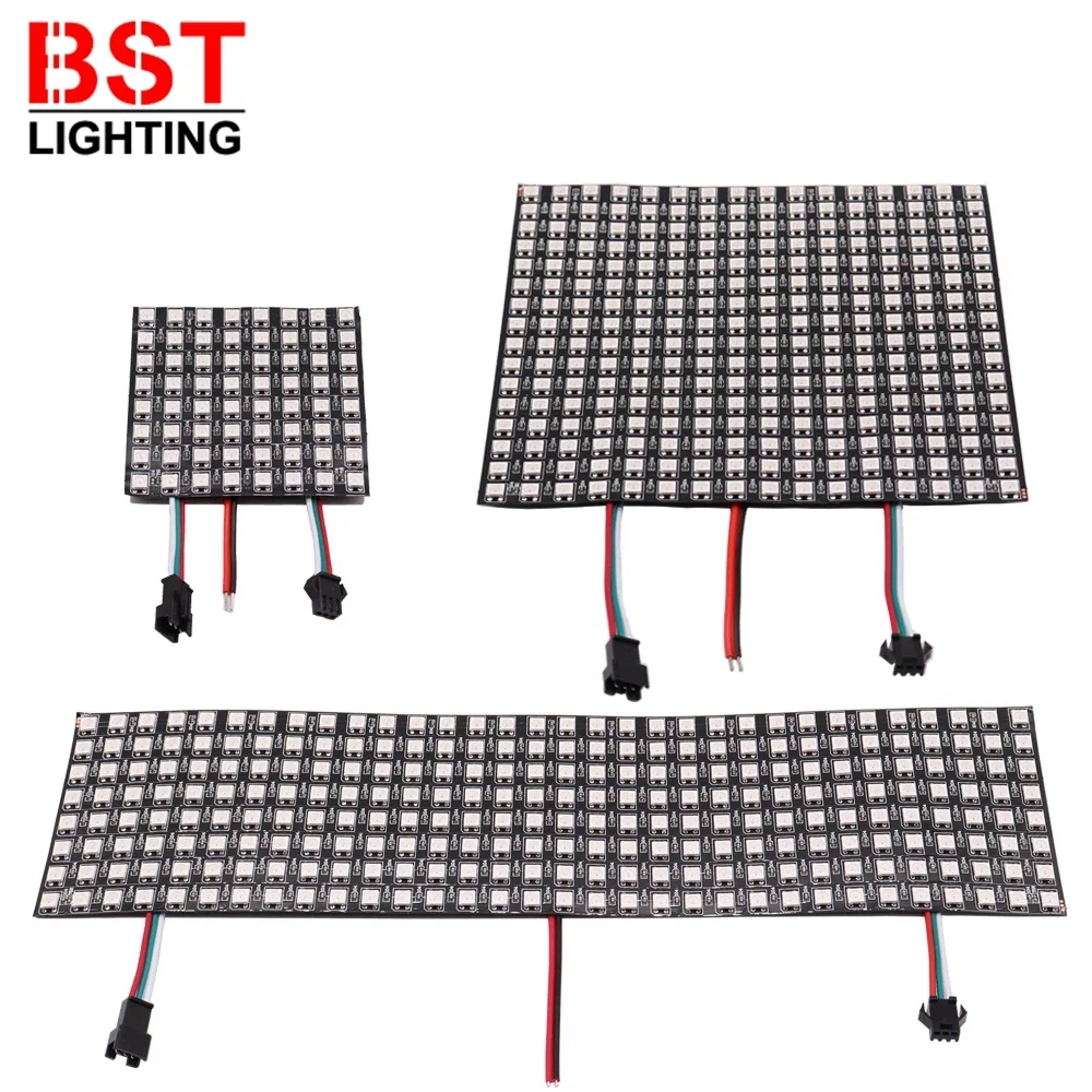 WS2812B RGB LED Panel Light Matrix Screen, Individually Addressable, DC5V, 8x8/16x16/8x32 Module