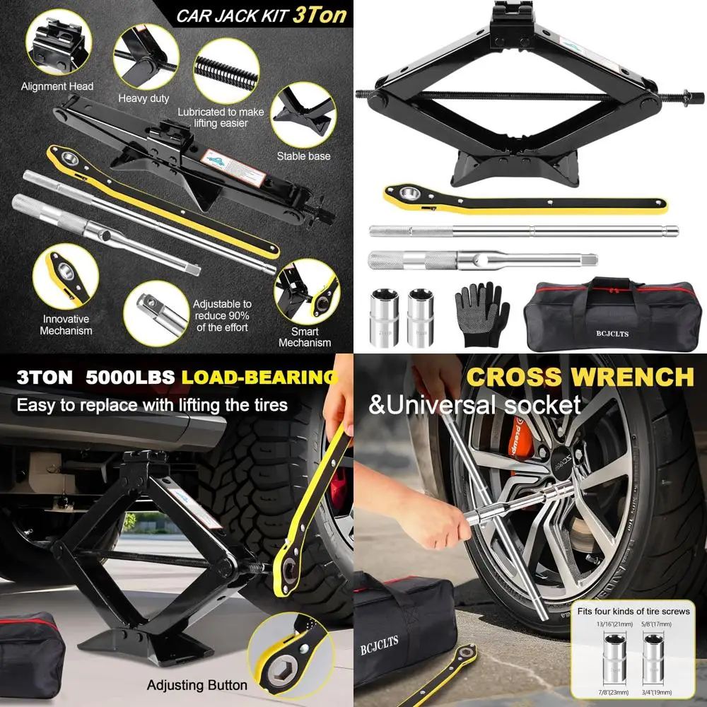 

Портативный набор для подъема автомобильных шин на 3 тонны с крестовым ключом и аварийными инструментами