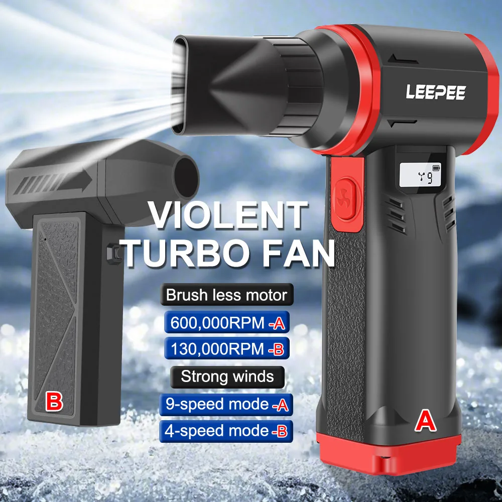 

Портативный воздуходувка 600K/130K об/мин, сильный турбовентилятор с насадкой для накачивания, беспроводной очиститель, воздушная тряпка, инструмент для кемпинга, барбекю