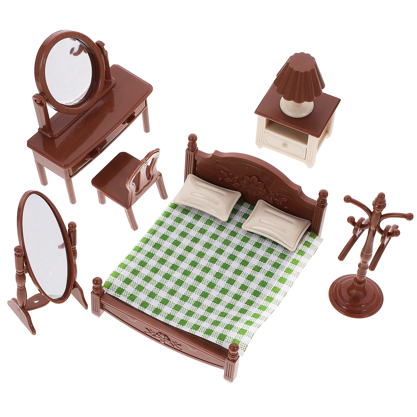 

1 Set Mini House Furniture Bedroom Decoration Realistic Miniature Furniture Scene Prop for Miniature Landscape Ornament