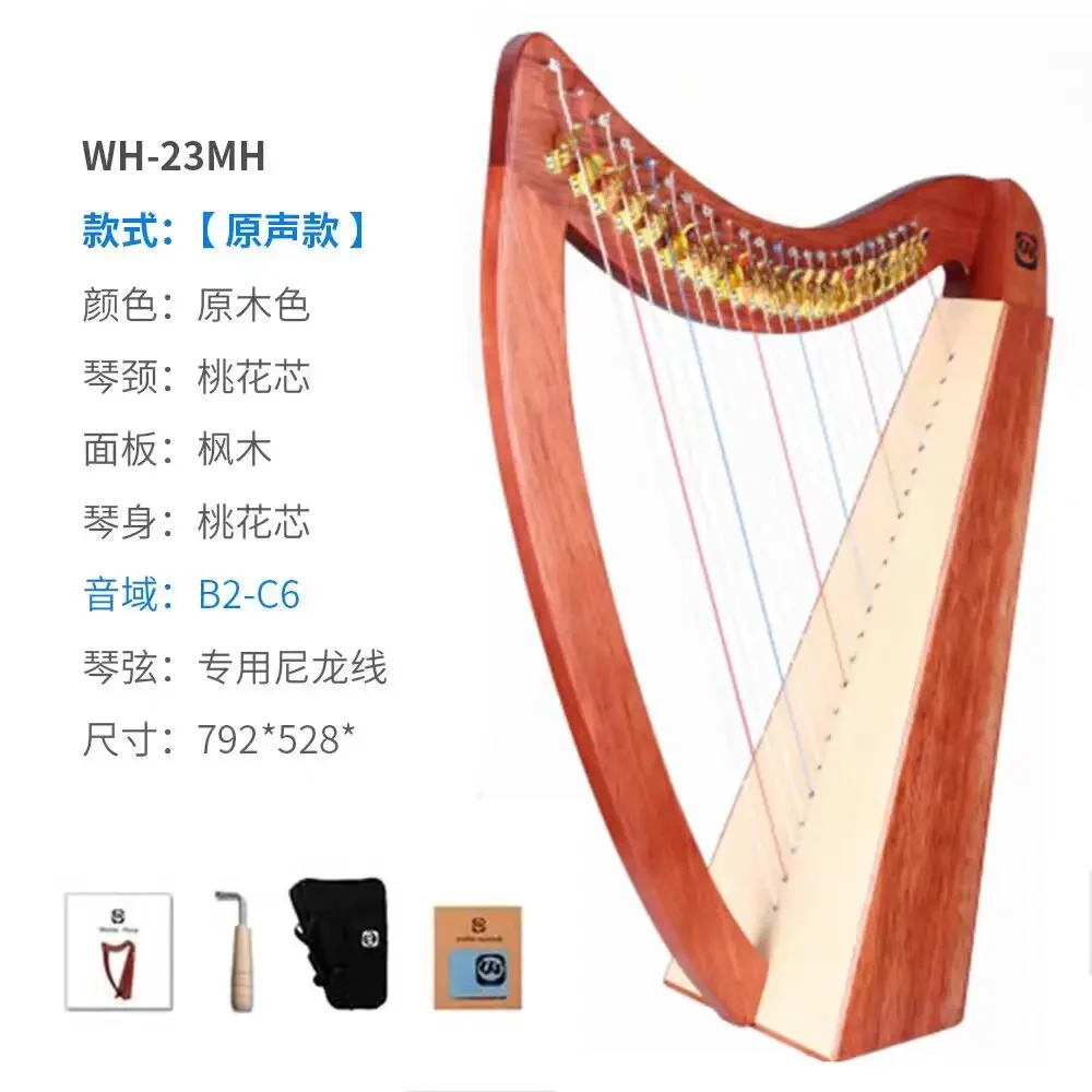 Handmade Engraved Irish Rosewood Harp 22 Strings