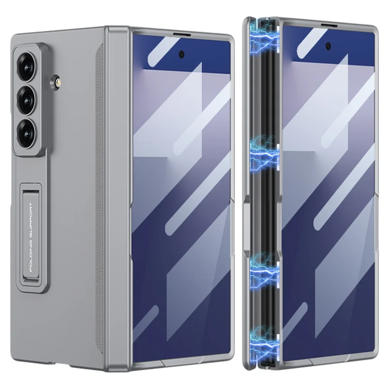 

Складной чехол с магнитной петлей для Samsung Galaxy Z Fold 6 7, чехол-подставка с прозрачной защитной пленкой из закаленного стекла