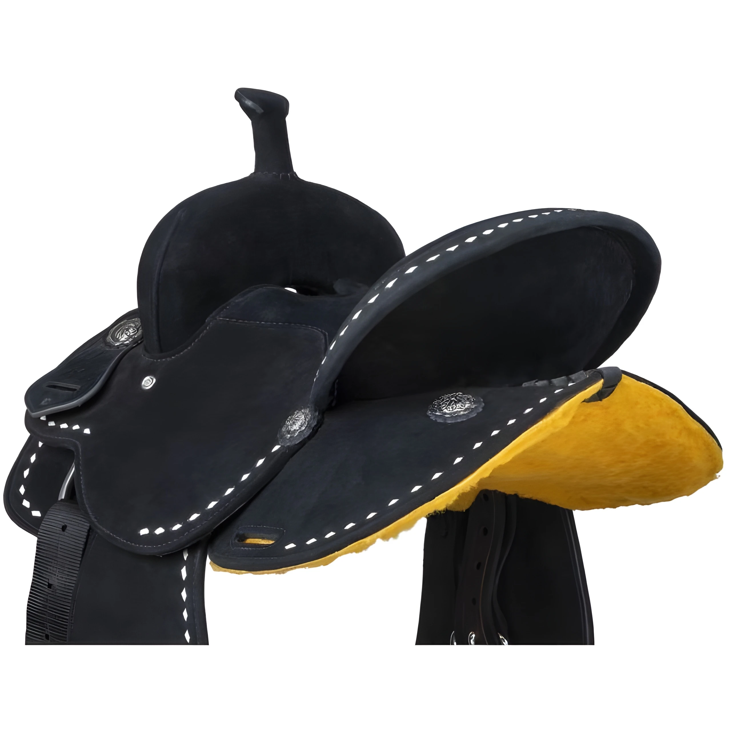 سرج خفيف الوزن على الطراز الغربي للشباب من جلد الغزال لسباق السروج لركوب الخيل