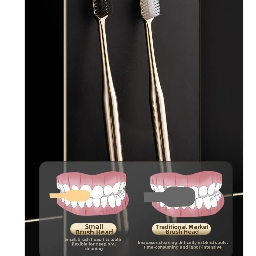Luxury Manual Toothbrush Deep Cleaning Gold Silver Dental Brushes Dental Care Portable Adult Tooth Brush Family Oral Care