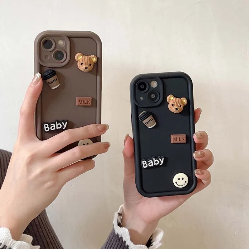 Fashion 3D Coofe Beer Back Cover for iPhone 11 12 13 14 15 Pro Max 78 Plus Se2020 Shockproof Phone Cases for iPhone X XR XS Max