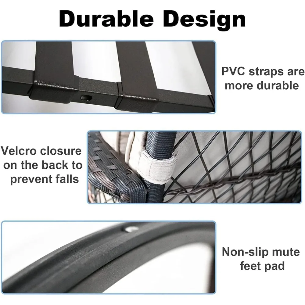 3 Pcs Rocking Bistro Set Conversation Chairs PE Wicker Outdoor Rocking Chairs, Rocking Chair Set