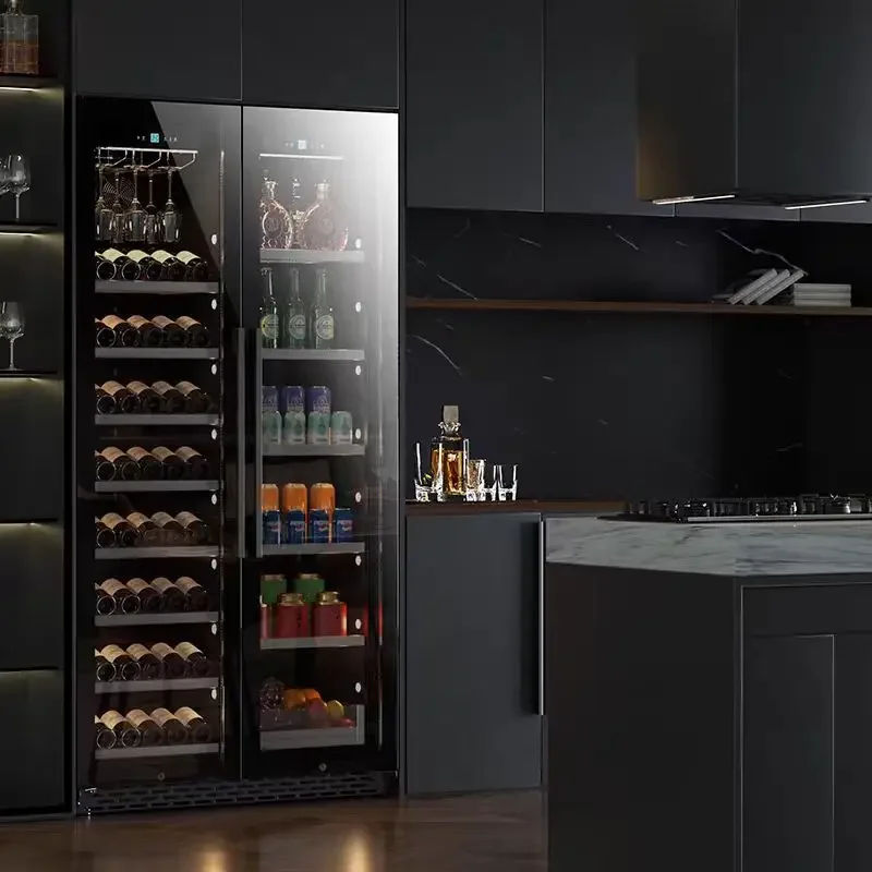 ثلاجة نبيذ كهربائية ثنائية المنطقة ، ثلاجة نبيذ كلاسيكية ملونة ، مبرد مشهور ، عالية الجودة ،