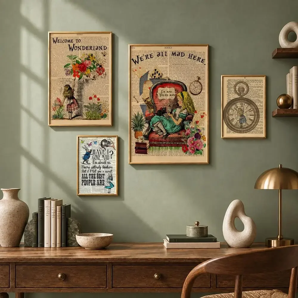 Fantasy Movie A-Alice in WonderlandS Poster HD Self-Adhesive No Residue After Removal Ideal for All Kinds of Wall Decor
