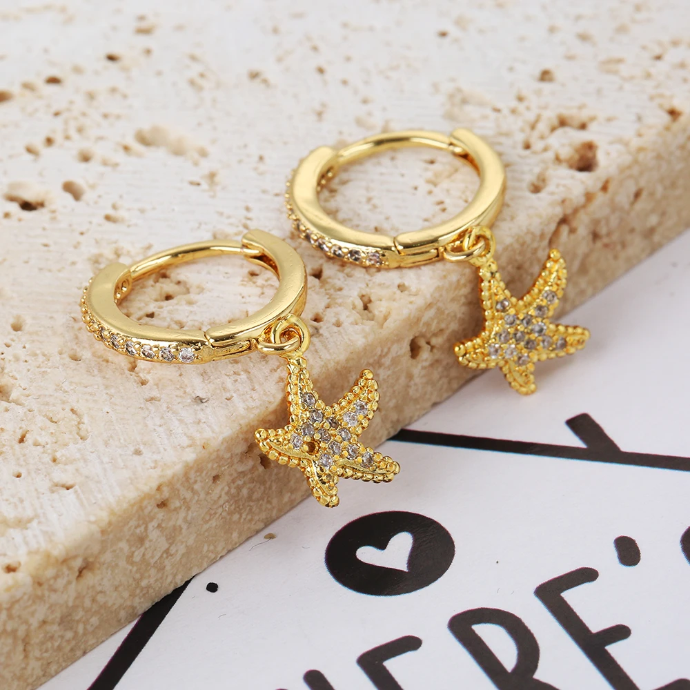 Luxurious Creative New Design Undersea Animal Starfish Ear Clasp Diamond Inlaid Lady Simple Star Earring Gift Bride Senior