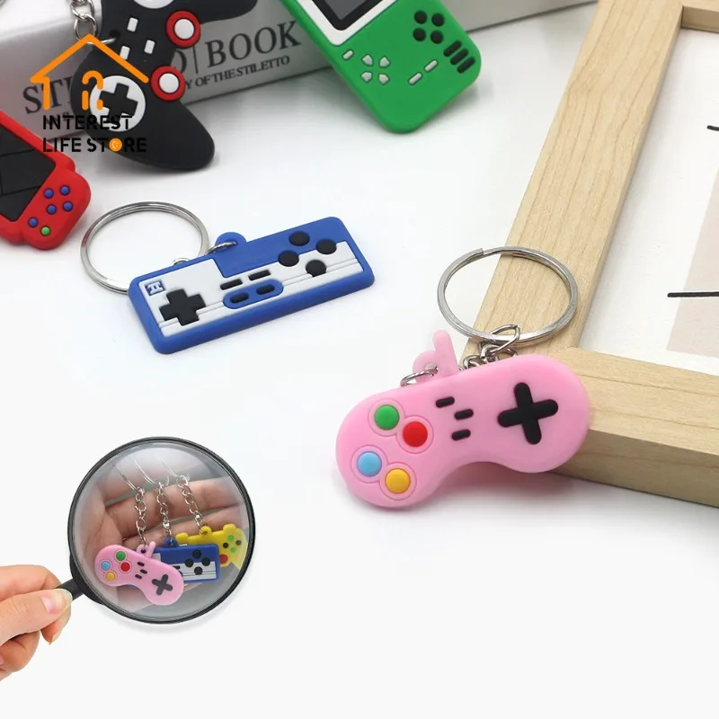 

Hot New 6PCS PVC Classic Games Machine Keychain Cute Gamepad Joystick Car Hanging Fit Men Boy Keyring Accessories Birthday Gifts