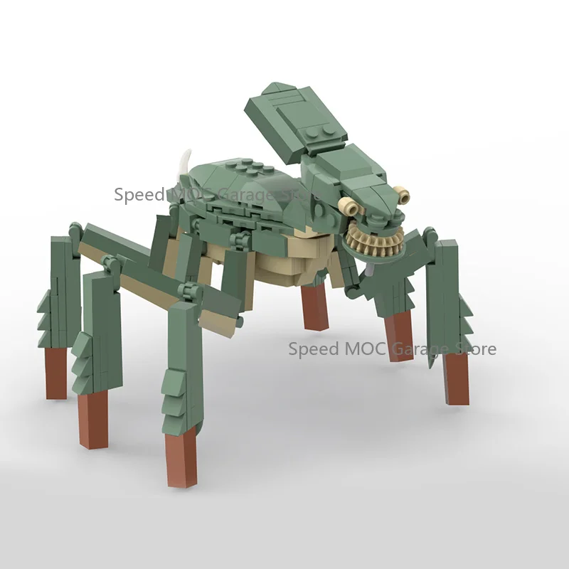 Swamp Predator Creature MOC Building Blocks, Green Multi-Limbed Monster with Sharp Claws Replica