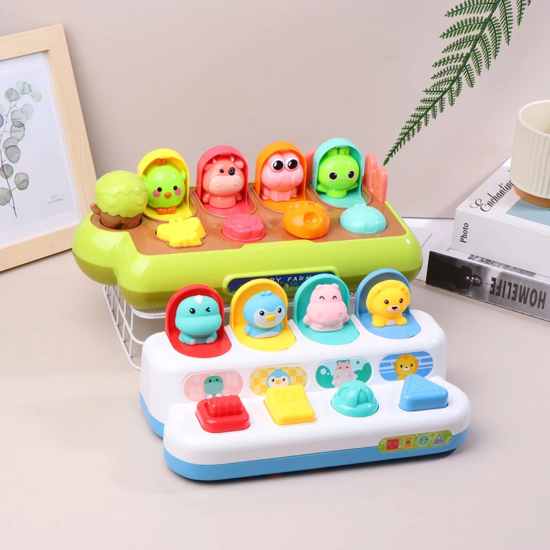 Interactive Activity Button Pop Up Animal Toy Baby Peek-a-Boo Toys Color Shape Sorting Game Hide And Seek Peekaboo Switch Box