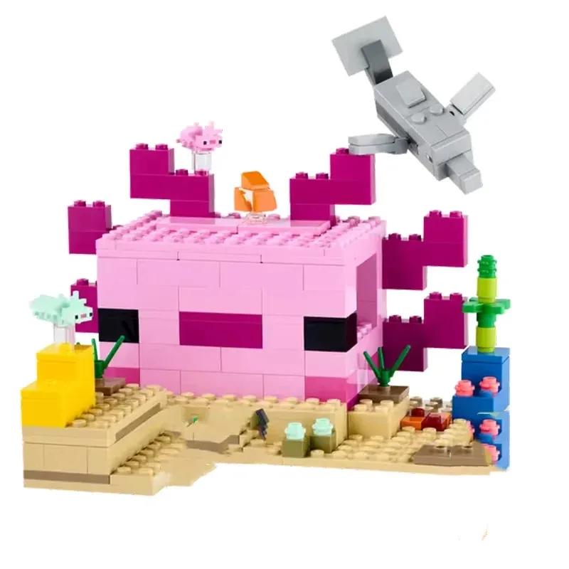مجموعات الطوب المتوافقة سلسلة ألعاب العالم الصغير بلدي اللبنات منزل Axolotl تحت الماء الزومبي ألعاب الأطفال هدية 21247