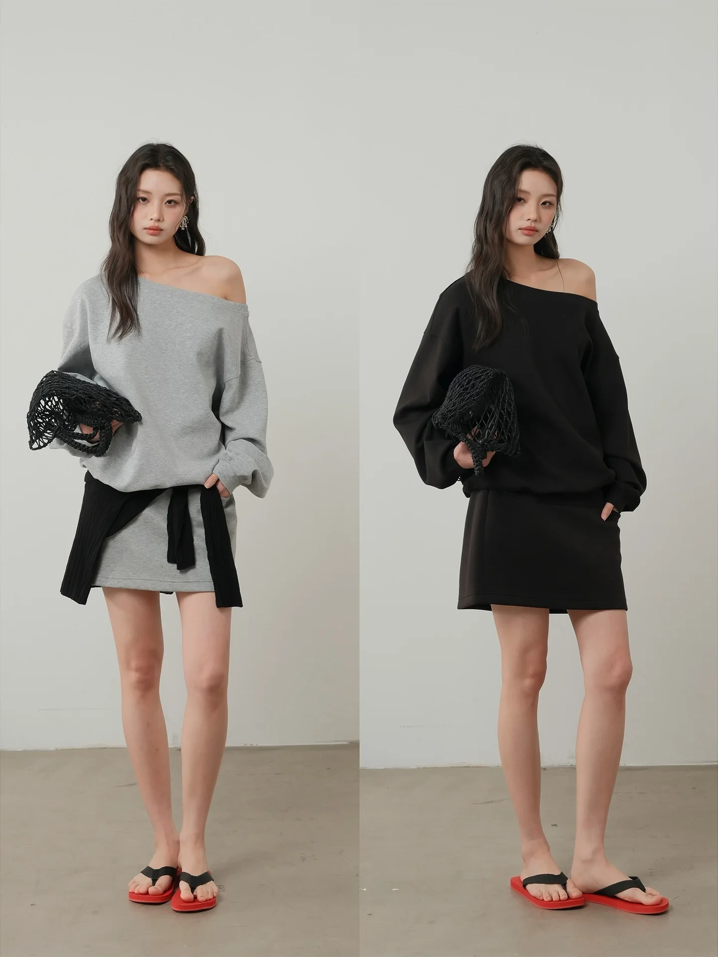 

Комплект из двух предметов MUCCHIC: свободный свитшот с открытыми плечами и спортивные повседневные юбка-брюки для женщин