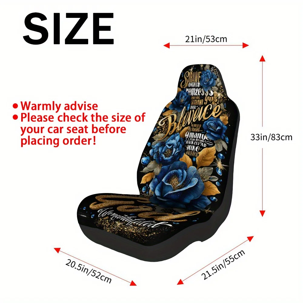 2pcs, God Blessed Brave Gorgeous Wonderful Print Auto Front Seats Covers, Car Seat Covers For Women And Men, Fits SUV, Sedan, T