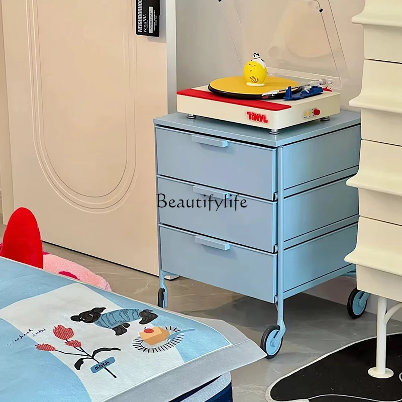 

Wheels Pull Out Nightstand Organiser Nordic Portable Cute Bedroom Bedsides Table Cabinet Storage Design Cabeceros Furniture