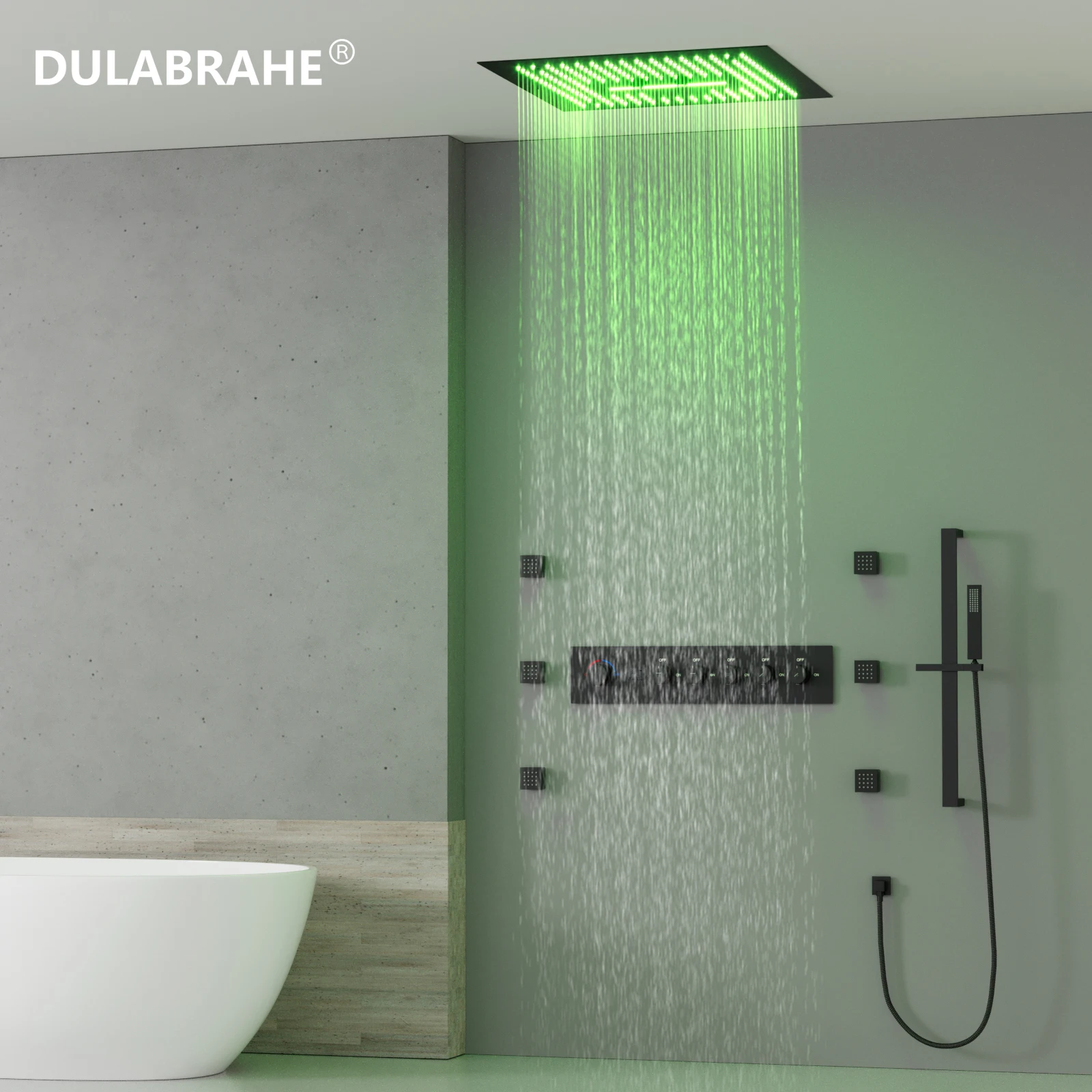 Multifunctional Shower Head Massage Shower Head In-Wall LED Bathroom Set Waterfall Shower Panel