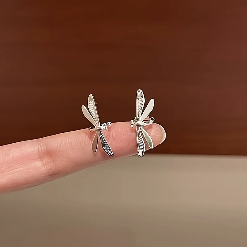 Statement Silver Color Dragonfly Clip Earrings No Piercing Ear Cuff Fairy Insect Ear Wrap Aesthetic Party Festival Accessories for Women image 8