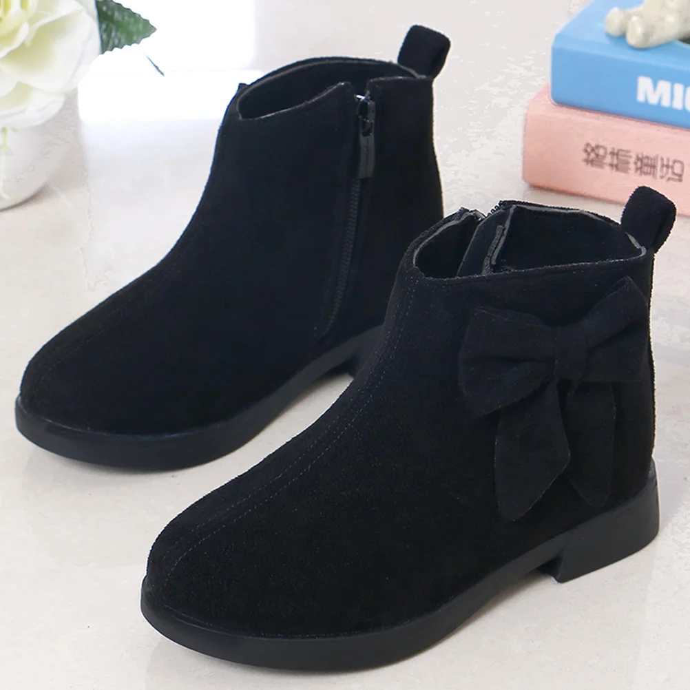 

1Pair Warm Winter Ankle Boots for Girls Cute Bow Knot Short Booties Comfortable Non Slip Kids Casual Shoes Girls Booties