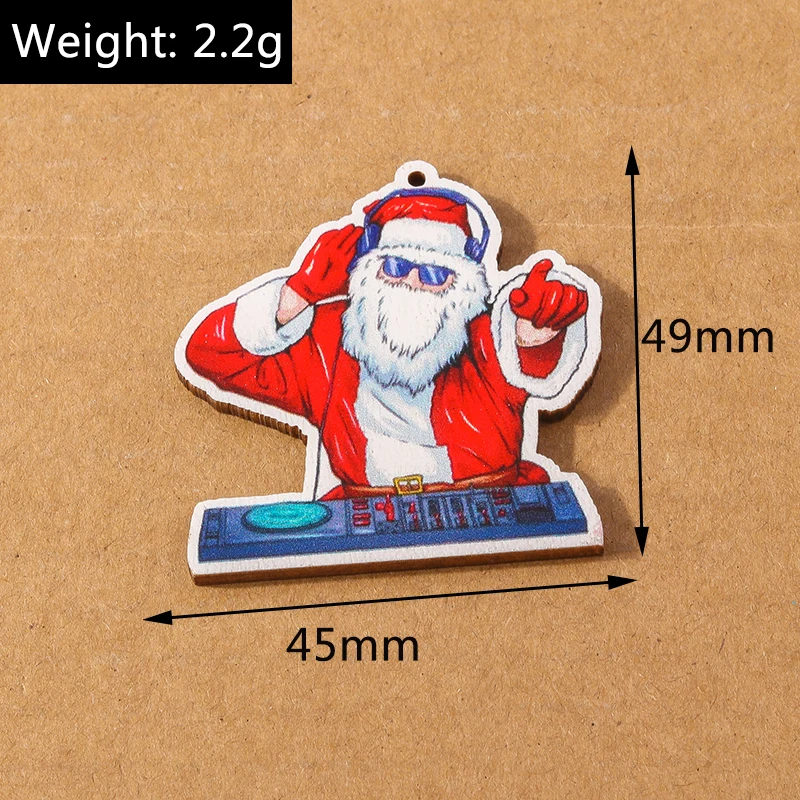 10 stücke Holz Weihnachten Charme für Schmuck machen Wasser tropfen Form Elch Santa Claus Anhänger DIY Halskette Ohrring Weihnachten Geschenk liefert – Detail 7