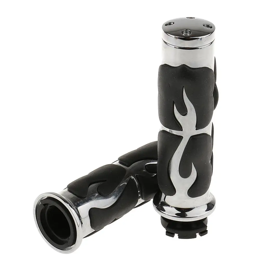 

Мотоциклетные 1\\\" резиновые хромированные ручки для руля с пламенем для