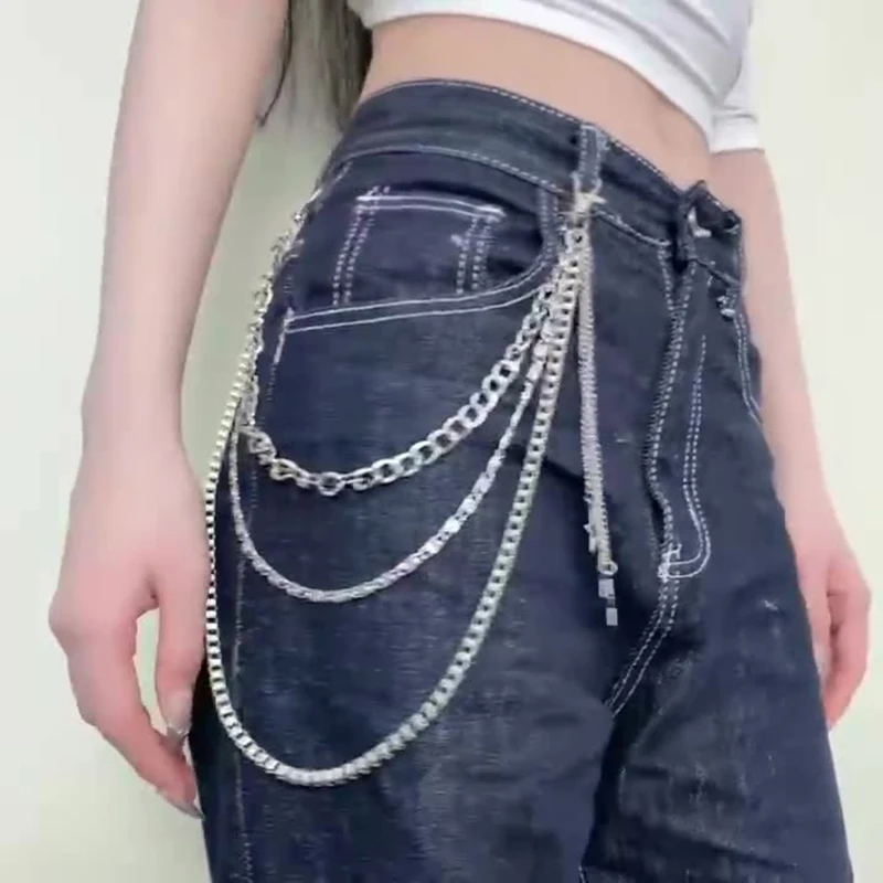 Cadena de cintura metálica con borlas de estrella, cadena para pantalones, colgante para ropa, cinturón para pantalones vaqueros, llaveros, joyería de cadena