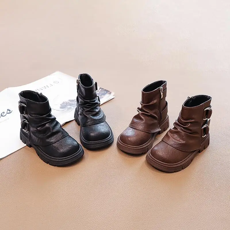 

Kawaii Girl Boots Fashion Student Autumn and Winter Keep Warm Cartoon Casual Waterproof Non-Slip Ankle Boots Children's Shoes