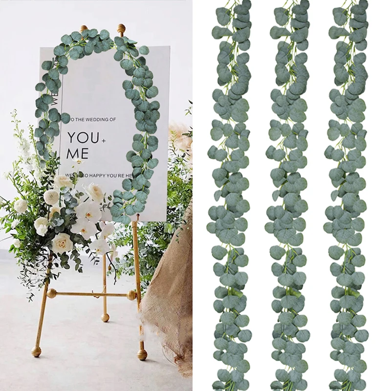 

2M Eucalyptus Garland Green Vines Artificial Flower Rattan Faux Plant Silk Eucalyptus Leaves Birthday Wedding Home Garden Decor