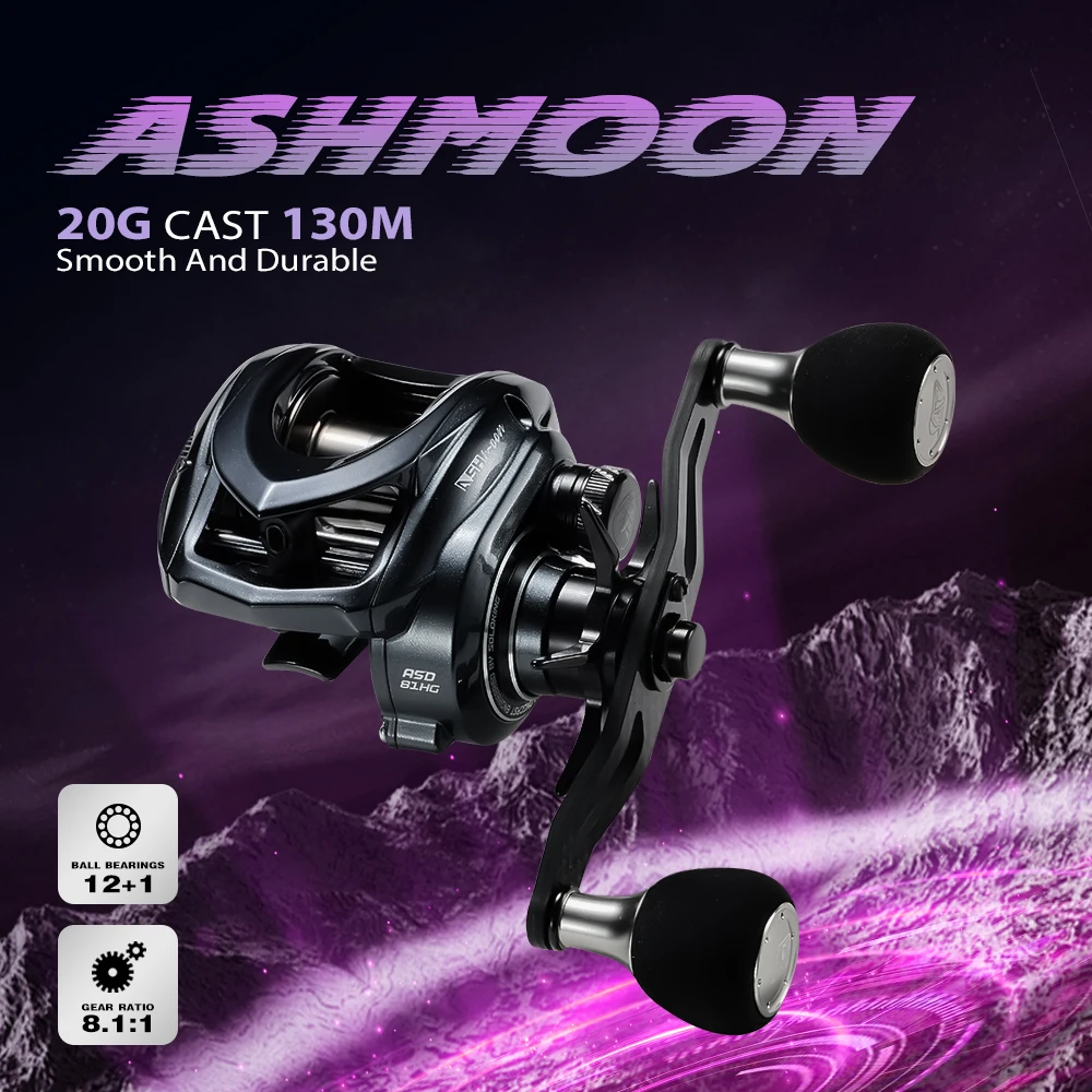 

SOLOKING Ashmoon Alloy 8.1 Gear Ratio Baitcasting Reel Ultralight BFS Smooth Reel 6KG Drag Power 12+1 Bearings Fishing Reels