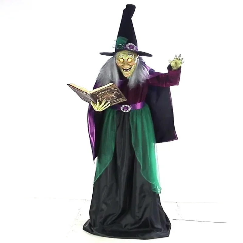 Halloween Large Induction Electric Ornament Haunted House Amusement Park Standing Reading Witch Decoration Props