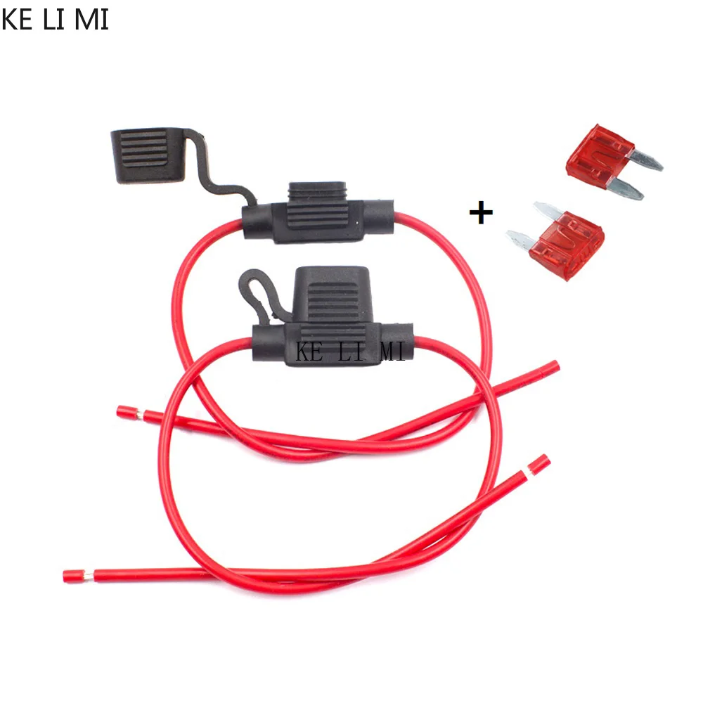 2Pcs Auto Car Blade Inline Type ATM Mini Fuse Waterproof Holder Case Motor Tap Blow Blo 12V 32V 16 AWG Wire Cutoff Switch Socket