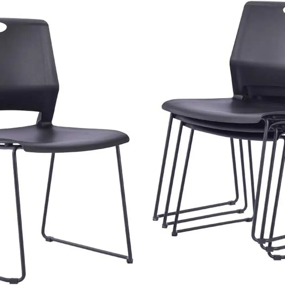 

Stacking Chairs Stackable Waiting Room Chairs Conference Room Chairs-Black (Set of 4)