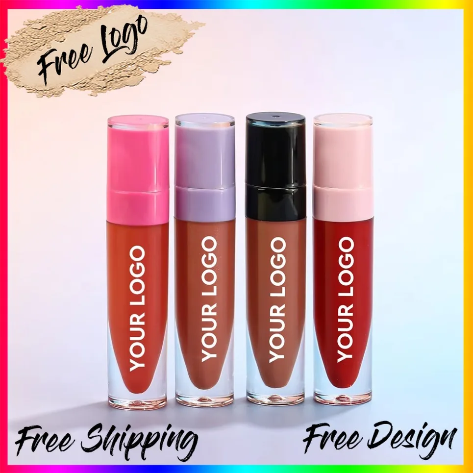 Cute High Quality Matte Liquid Lipstick Private Label Smooth Glitter Lip Glaze Lipgloss Vegan Makeup Custom Logo