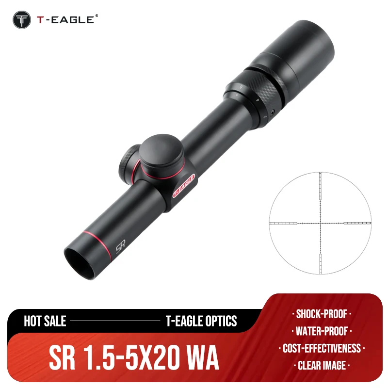 

T-Eagle SR-Riflescope for Airsoft Guns, Shooting Rifle Scope, Vapor, 1.5-5x20, WAHK Visao, Comprimido, Airsoft Guns