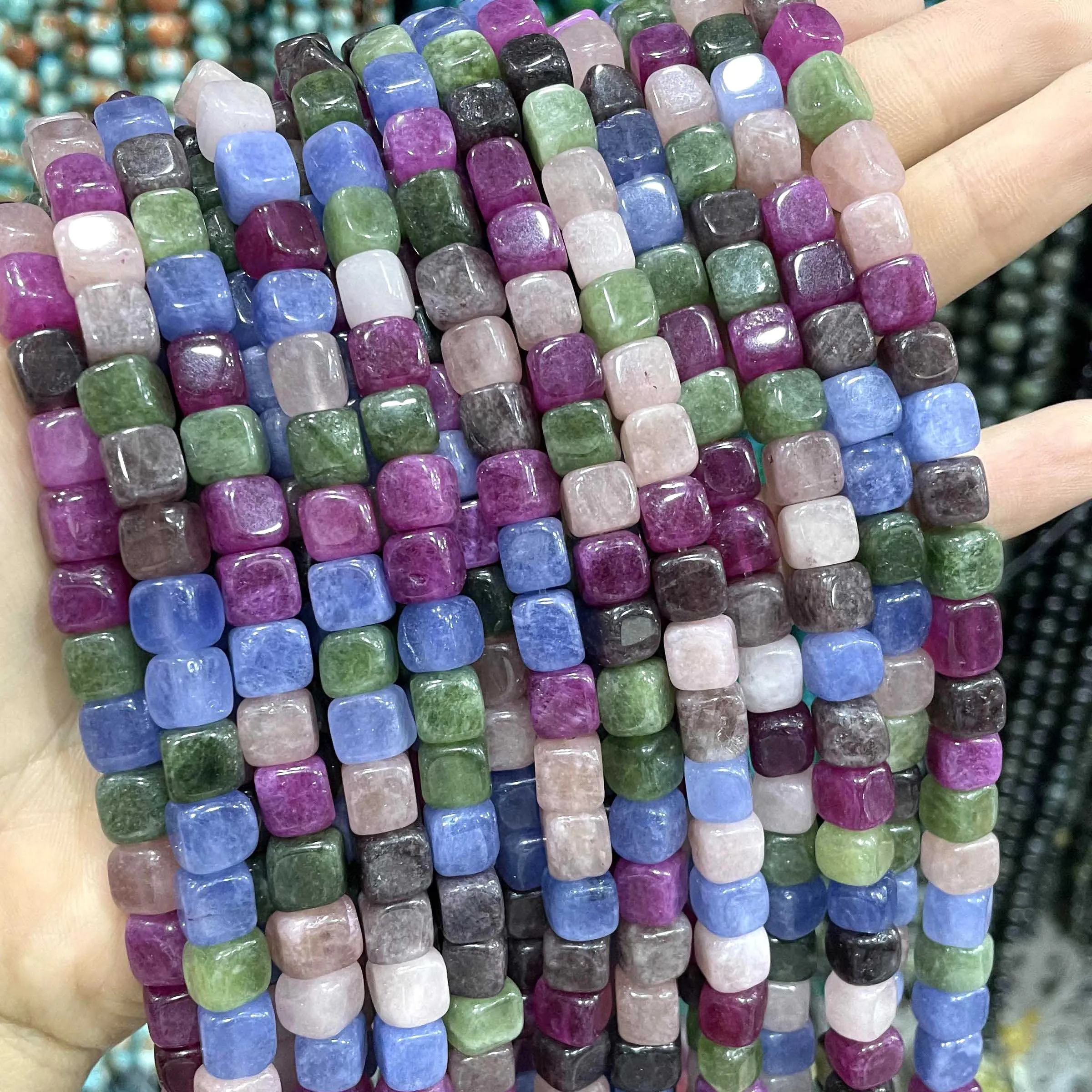 Natural Stone Colorful Tourmaline Faceted Rondelle Square Irregular Round Space Beads For Jewelry Making Diy Bracelet Necklace