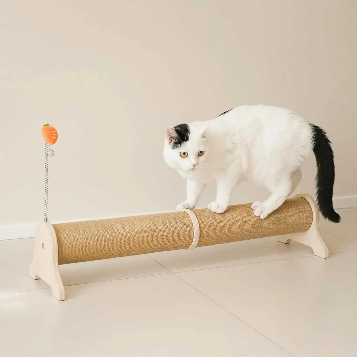 

Horizontal Scratching Post, 30" Sisal Cat Scratch Post, Large Cat Scratcher with Spring Toy, Protect Furniture for Indoo