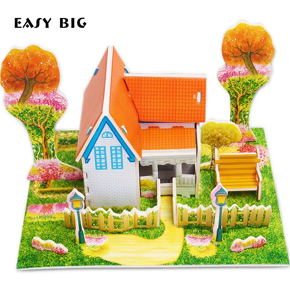 3D DIY Puzzle Jigsaw Baby Toy Kid Early Learning Castle Construction Pattern Gift for Children Educativo Houses Puzzle NR0046