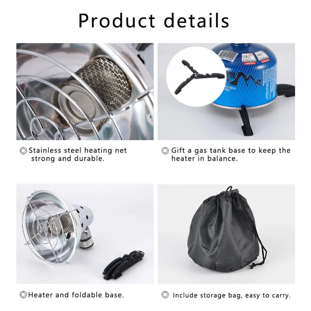 Outdoor Mini Heater Camping Gas Heating Stove Camping Ice-Fishing Traveling Gas Heater Hiking Warmer Propane Butane Heater