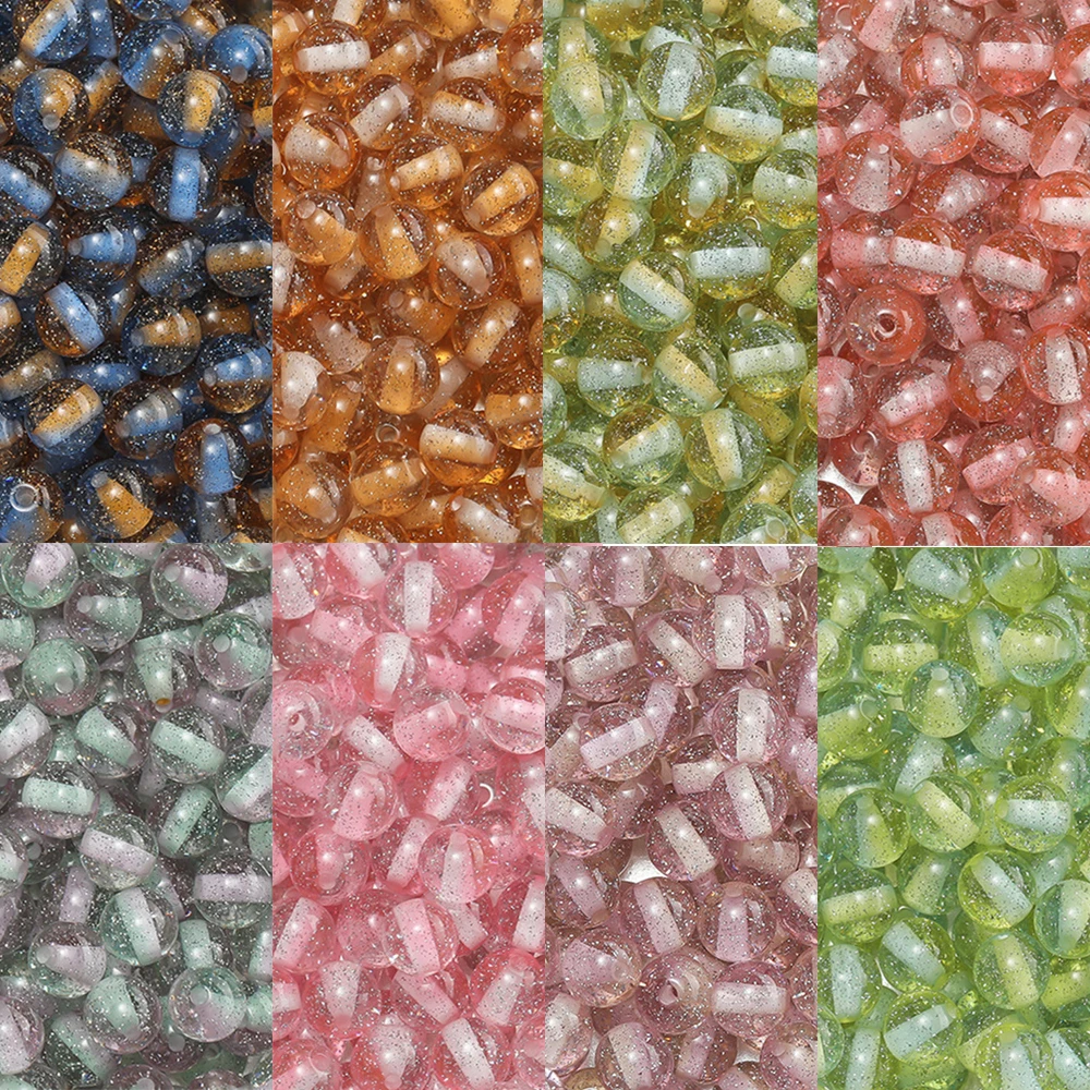 

20pcs/Lot 8/10mm Resin Beads with Glitter Round Spacer Beads for Bracelet Necklace Earrings Jewelry Making Accessories Supplies