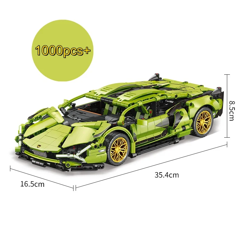 1:14 نموذج سيارة رياضية للسباق الفني لبنات البناء لعبة الطوب الخارقة ذات السرعة الخضراء وهدايا عيد الميلاد وأعياد الميلاد والهالوين #1