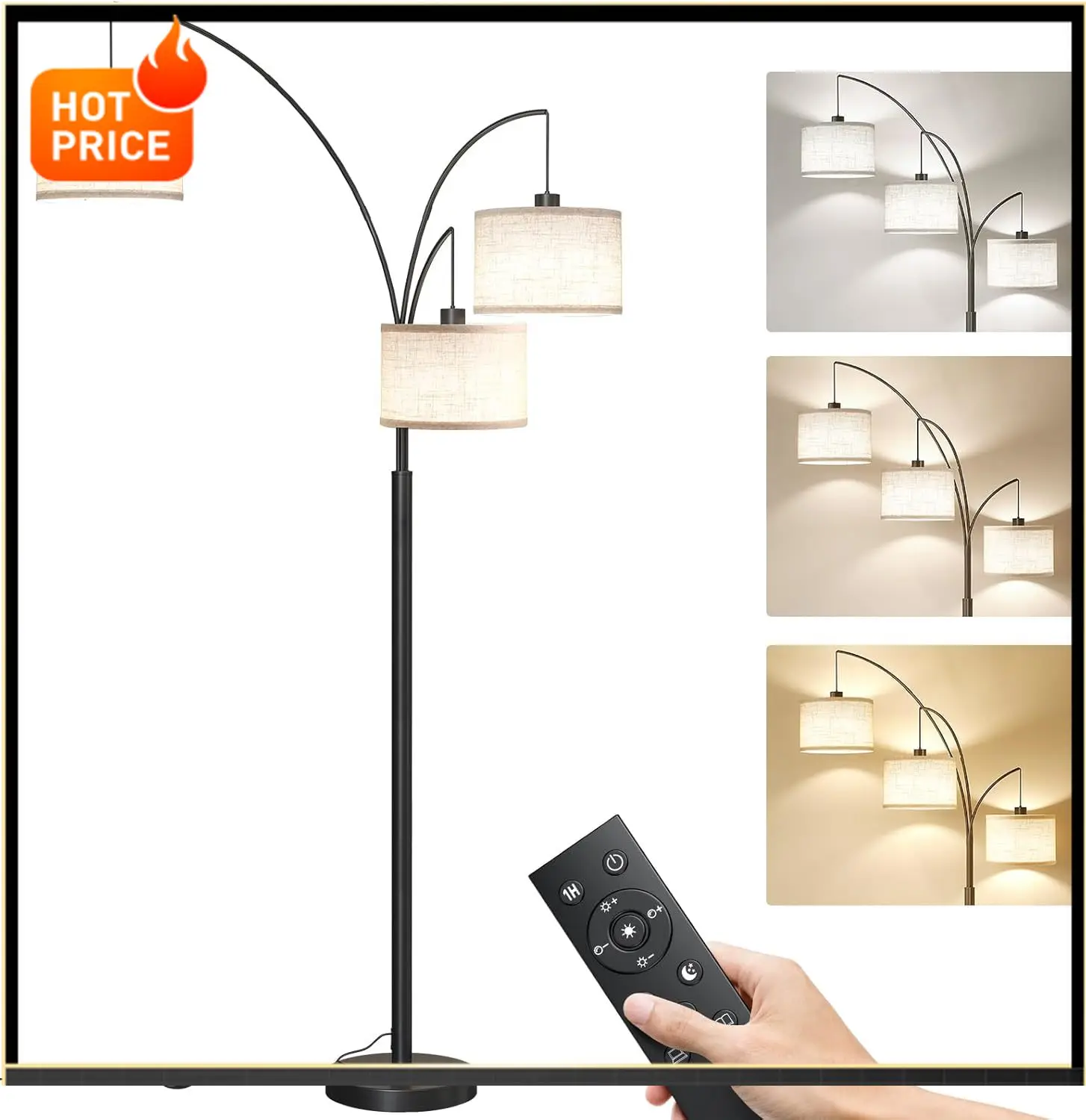 

Бестселлер SUNMORY: Торшер с 3 лампами, пультом ДУ и 3 бесступенчатыми регулируемыми лампочками, высота 78 дюймов, с подвесными элементами